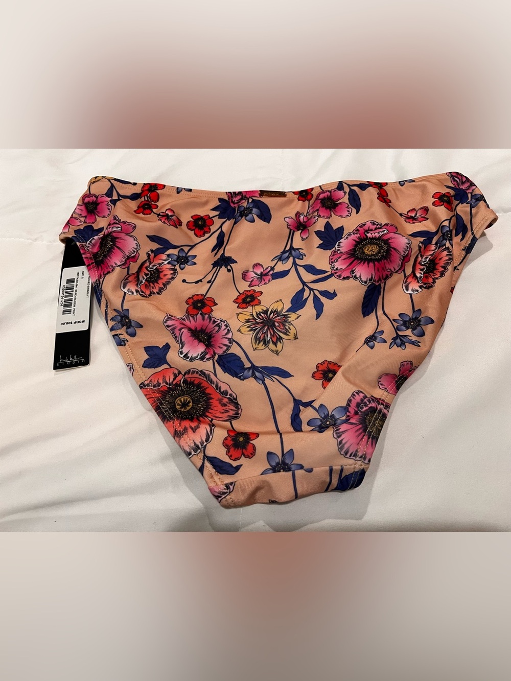 Nicole Miller Peach Floral Bikini Bottoms - Pink, Blue, Red